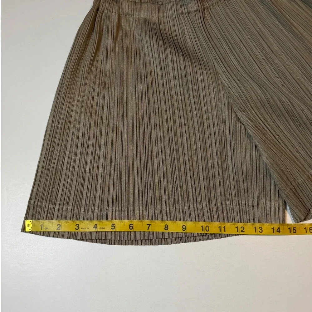 Pleats Please Issey Miyake Shorts Womens 3 Taupe Pleated Wide Leg